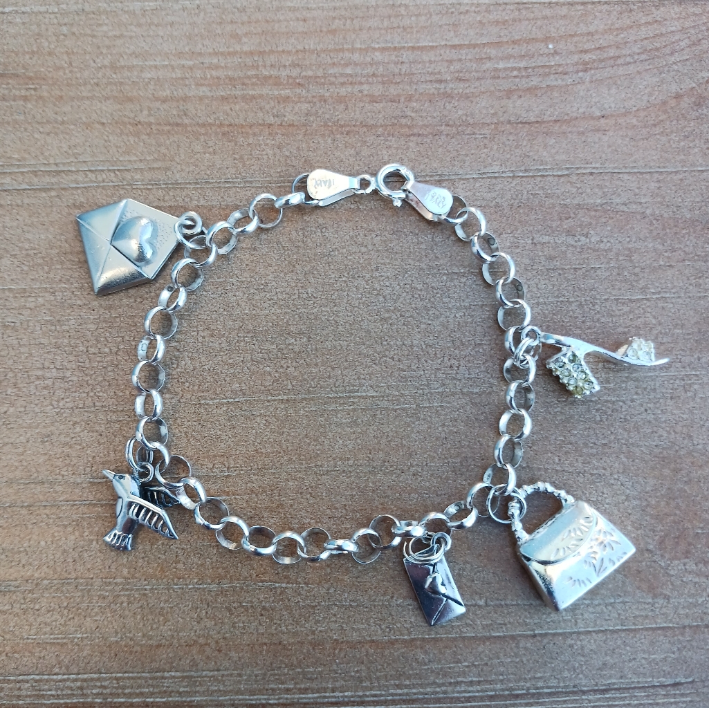Vintage 925 Italian Sterling Silver Charm Bracelet